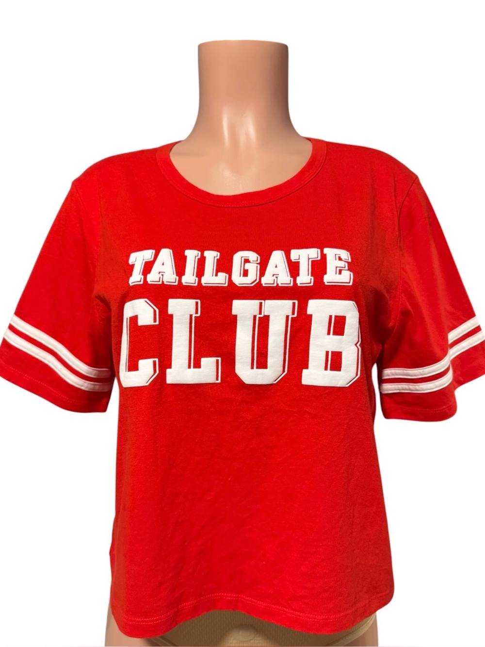 Cropped Tailgate Club Red Short Sleeve Tee